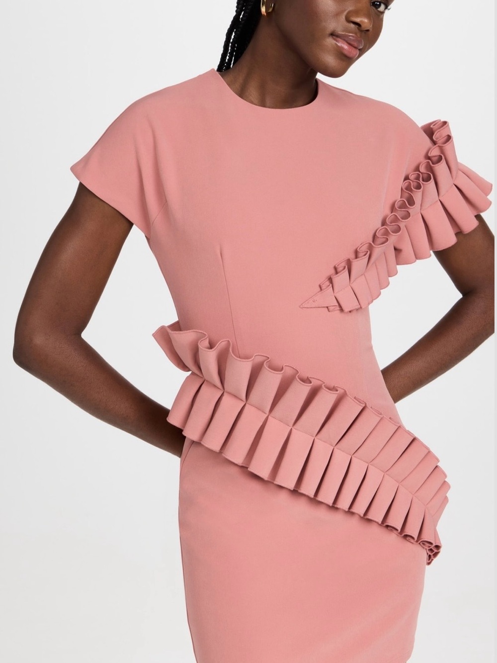 Andrea Iyamah Dusty Rose Ruffle Mini Dress